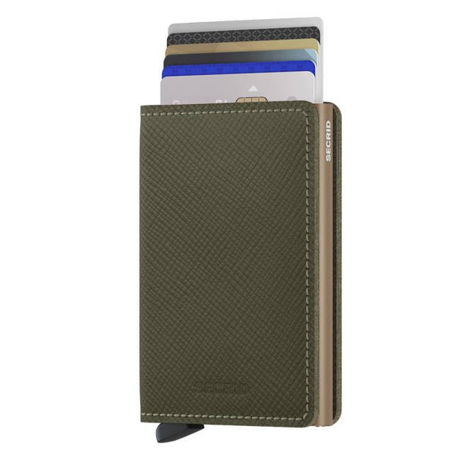 Mały portfel RFID Slimwallet Secrid Saffiano - olive