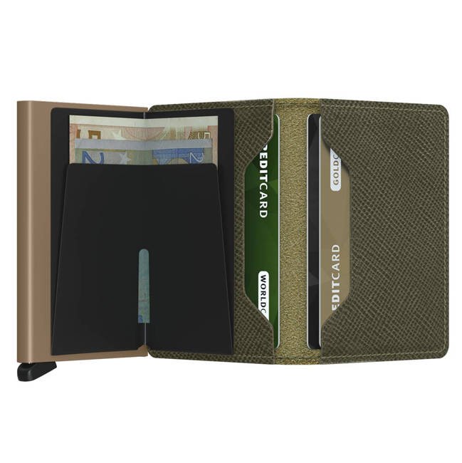 Mały portfel RFID Slimwallet Secrid Saffiano - olive