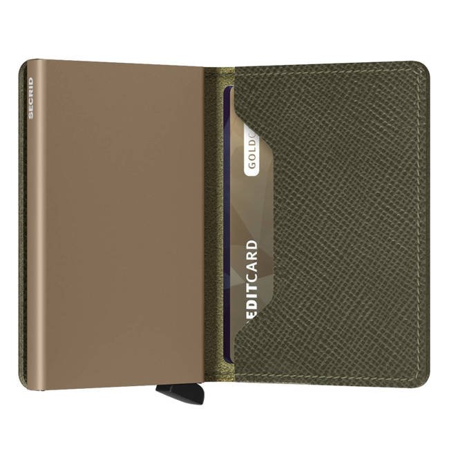 Mały portfel RFID Slimwallet Secrid Saffiano - olive