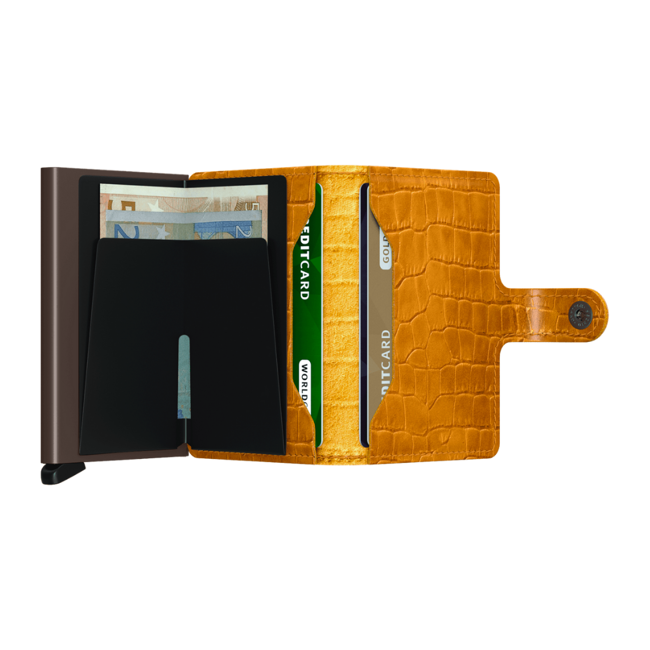 Miniwallet Cleo Secrid mały portfel kieszonkowy z RFID - ochre / brown