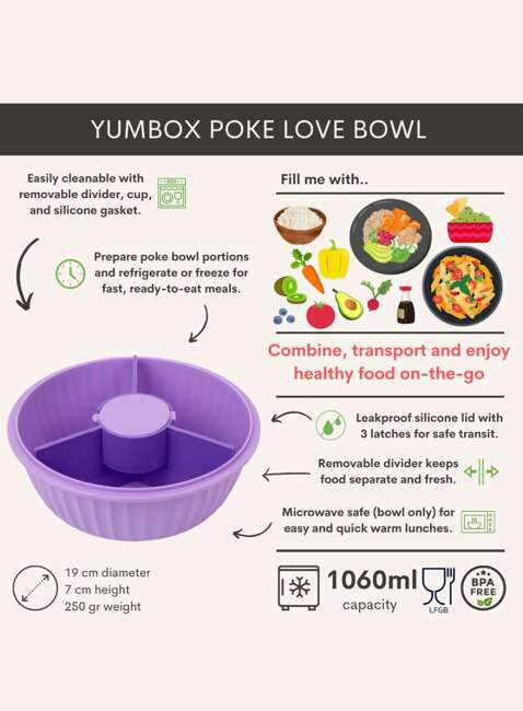 Miska lunchbox Yumbox Poke Love Bowl 1050 ml - maui purple