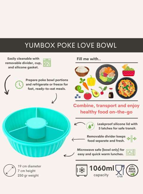 Miska lunchbox Yumbox Poke Love Bowl 1050 ml - paradise aqua