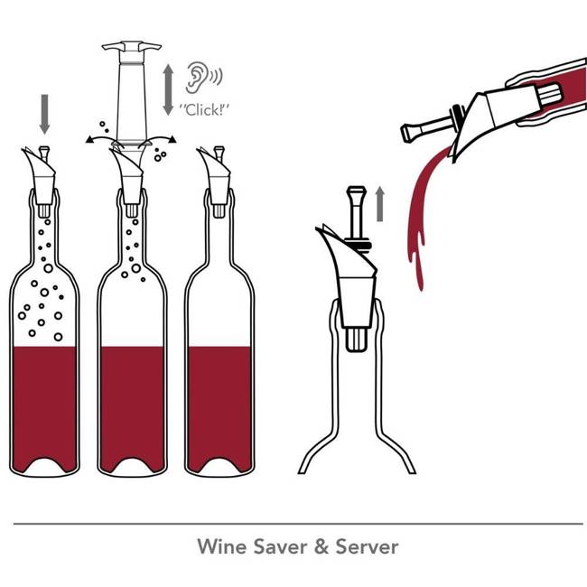 Nalewak i korek do wina Wine Server & Stopper Vacu Vin - 2 sztuki