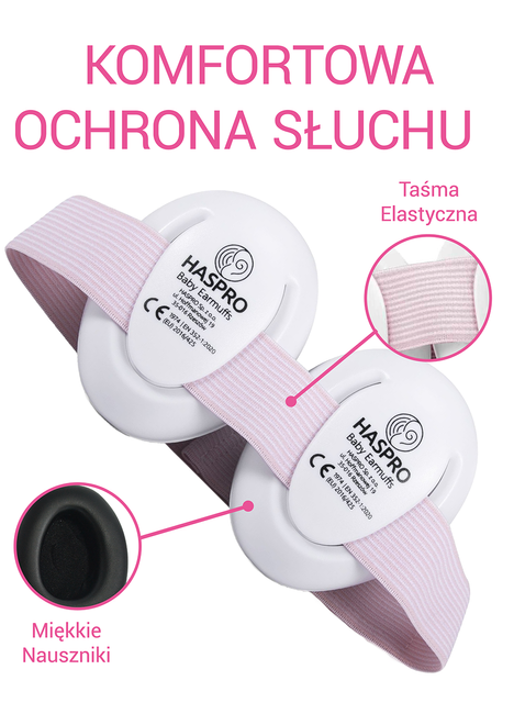 Nauszniki ochronne dla niemowląt małych dzieci Haspro Baby Earmuffs - pink