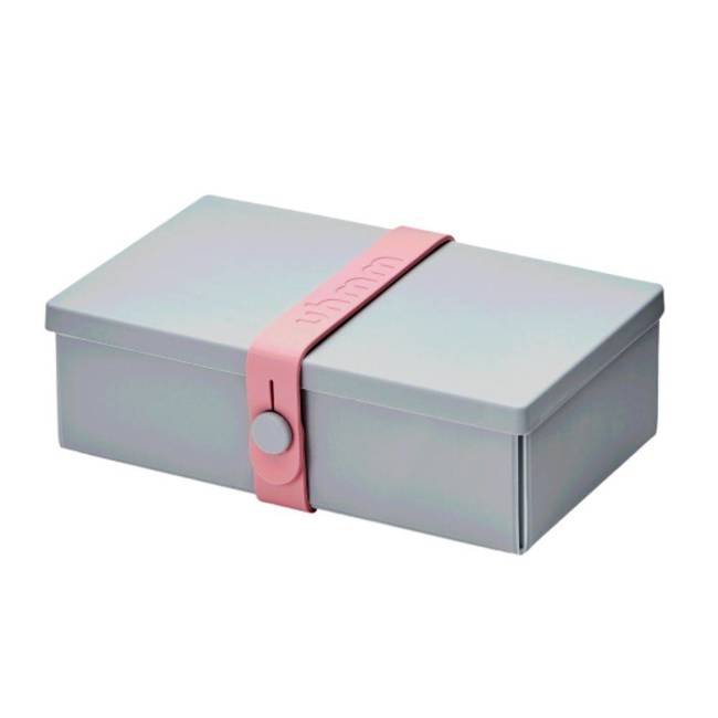 No.01 składane pudełko na kanapki Uhmm box - light grey / pink