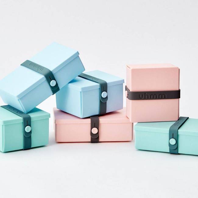 No.02 lunchbox składany z opaską Uhmm - light blue / pink
