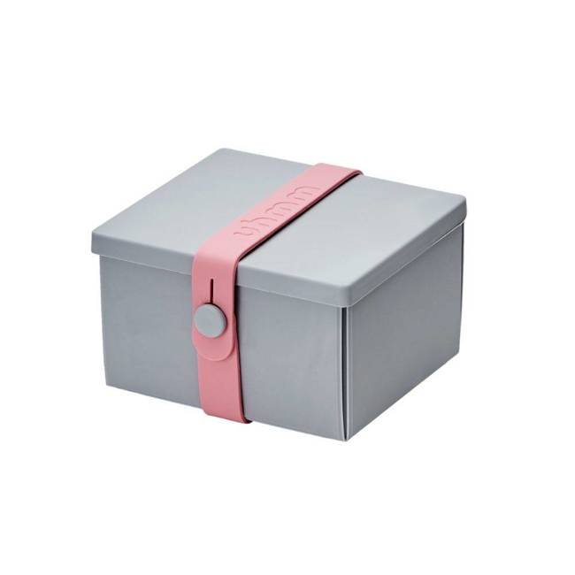 No.02 lunchbox z opaską dla dzieci Uhmm - light grey / pink