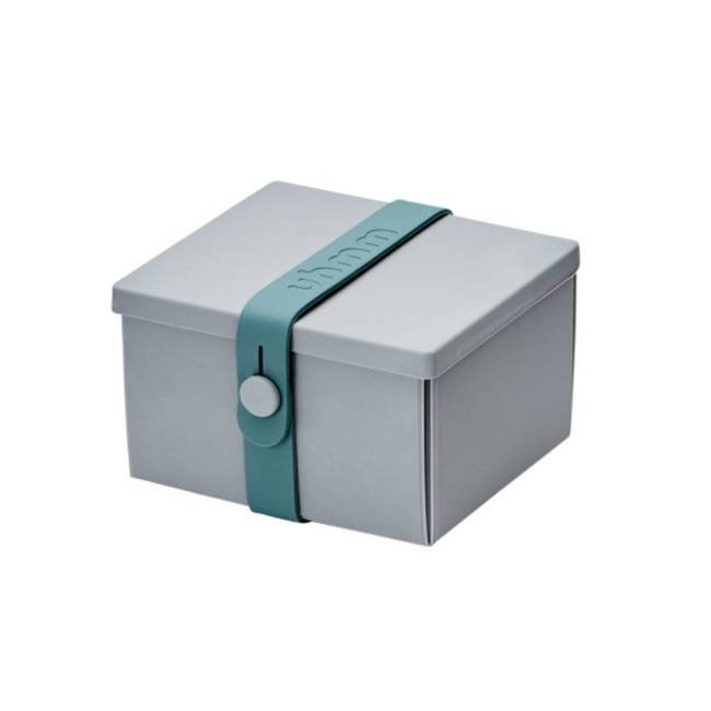 No.02 mały składany lunchbox Uhmm - light grey / petrol