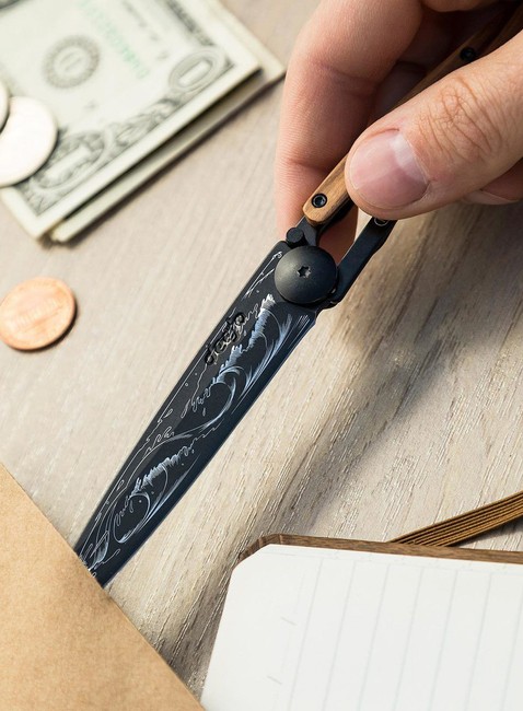 Nóż składany Deejo Pocket Knife Juniper Wood - wave