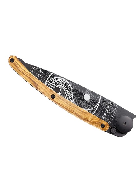 Nóż składany Deejo Pocket Knife Olive Wood - yin & yang