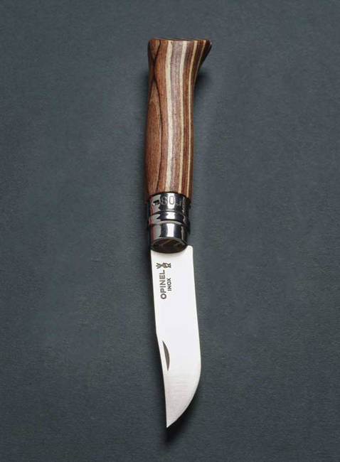 Nóż składany Opinel Inox Laminated N°08 - brown birch