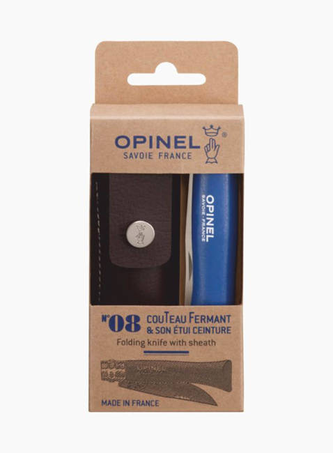 Nóż składany z rzemieniem i etui Opinel Bushwhacker N°08 - blue