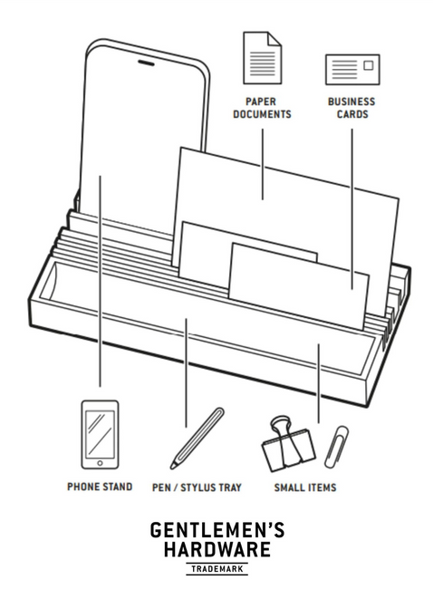 Organizer drewniany na biurko Gentlemen's Hardware Wooden Desk Organiser