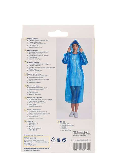 Peleryna przeciwdeszczowa Travel Blue Hooded Poncho - blue