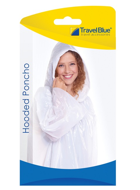 Peleryna przeciwdeszczowa Travel Blue Hooded Poncho - white