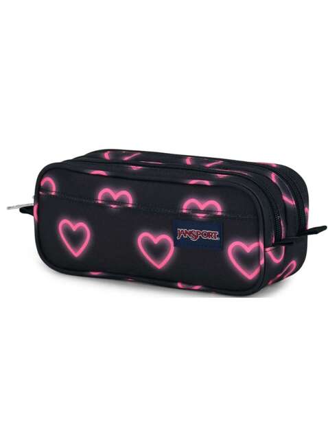 Piórnik dwukomorowy JanSport Large Accessory Pouch - happy hearts / black