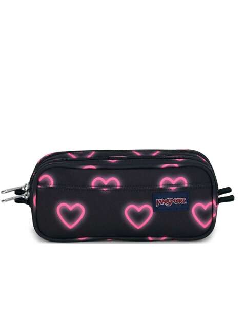 Piórnik dwukomorowy JanSport Large Accessory Pouch - happy hearts / black