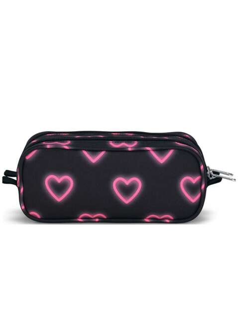 Piórnik dwukomorowy JanSport Large Accessory Pouch - happy hearts / black