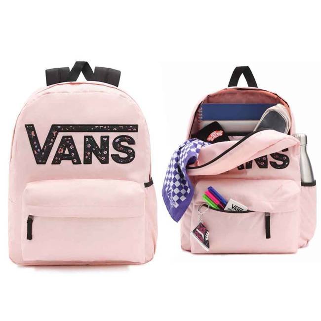 Plecak do szkoły Vans Realm Flying V z boczną kieszenią - powder pink