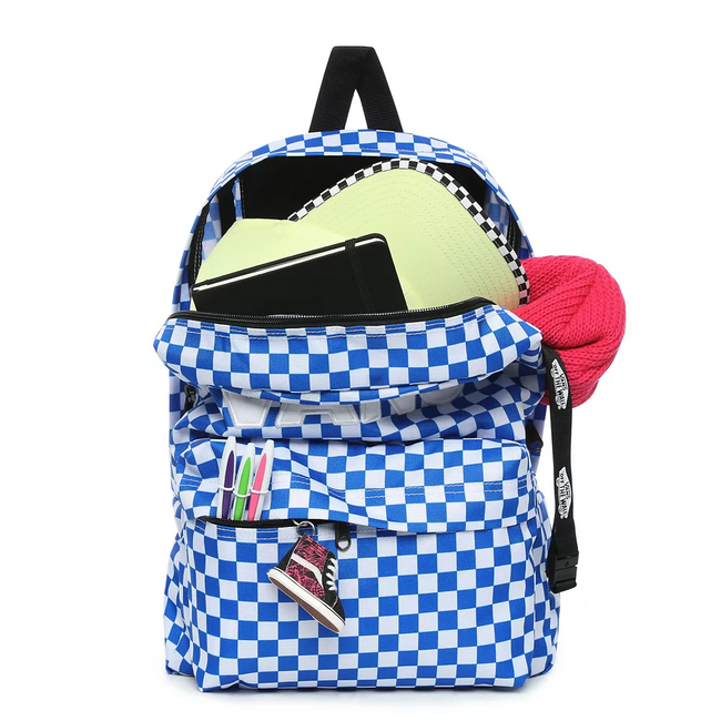 Plecak szkolny Vans New Skool - white blue checkerboard