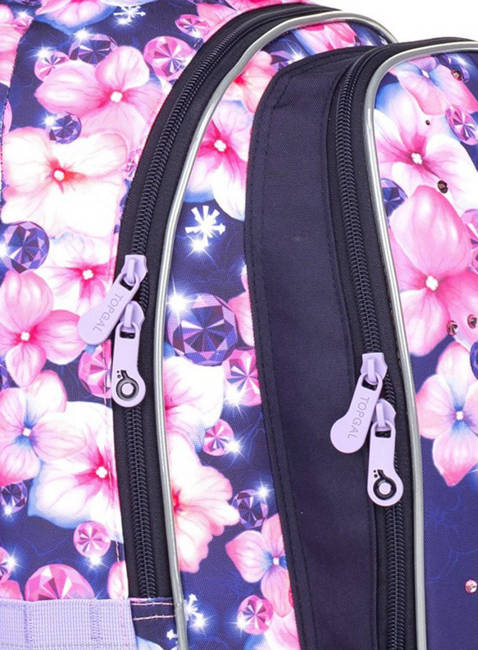 Plecak szkolny dziewczęcy Topgal MIRA klasy 2-5 - kwiaty / diamenty