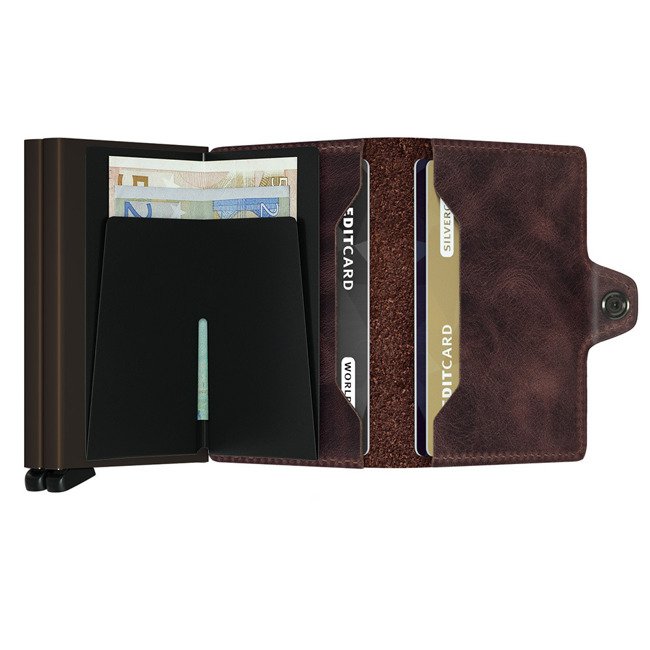 Podwójny portfel z ochroną kart RFID Twinwallet Secrid Vintage - chocolate