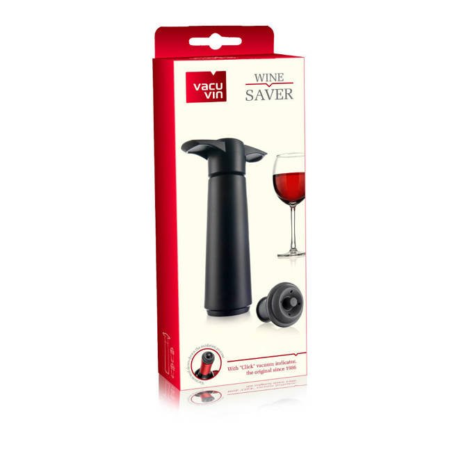 Pompka próżniowa i 2 korki Wine Saver Vacu Vin - black