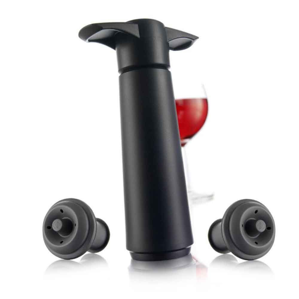 Pompka próżniowa i 2 korki Wine Saver Vacu Vin - black