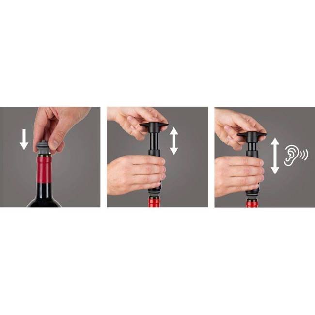 Pompka próżniowa i 2 korki Wine Saver Vacu Vin - black