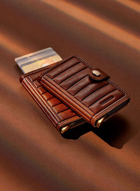 Portfel RFID Secrid Premium Miniwallet Emboss Lines - cognac