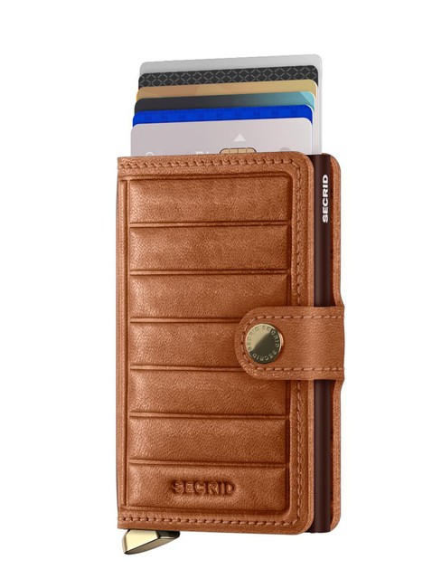 Portfel RFID Secrid Premium Miniwallet Emboss Lines - cognac