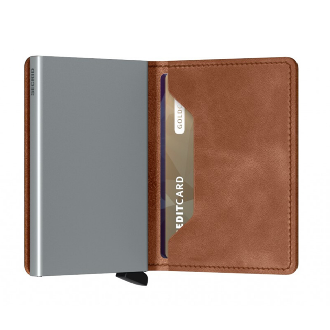 Portfel kieszonkowy Secrid Slimwallet Vintage - cognac / silver