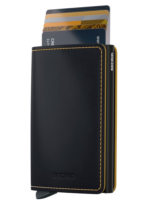 Portfel ochrona RFID Secrid Slimwallet Matte - black / ochre