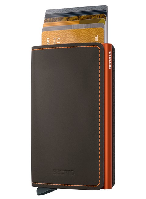 Portfel ochrona RFID Secrid Slimwallet Matte - truffle / orange