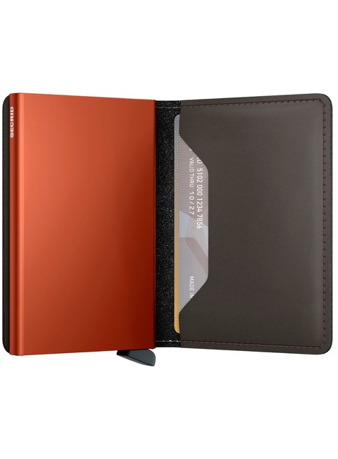 Portfel ochrona RFID Secrid Slimwallet Matte - truffle / orange