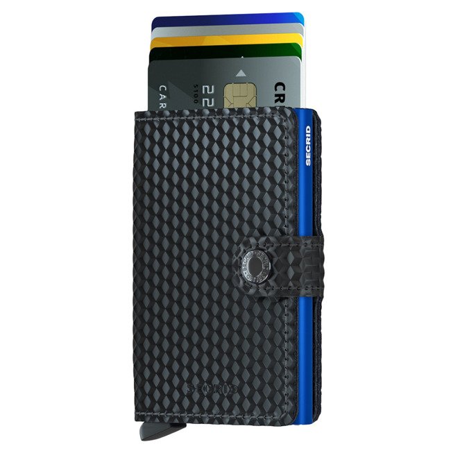 Portfel z aluminiowym etui RFID Secrid Miniwallet Cubic - black / blue 