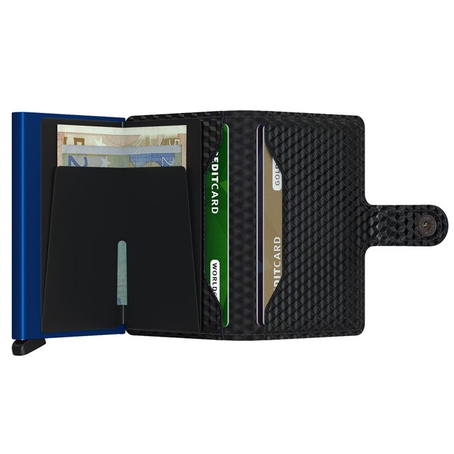 Portfel z aluminiowym etui RFID Secrid Miniwallet Cubic - black / blue 