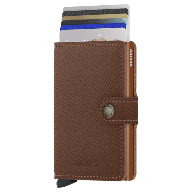 Portfel z etui RFID Miniwallet Secrid Saffiano - caramel