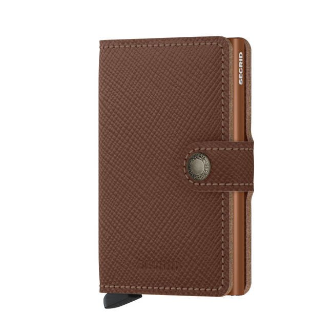 Portfel z etui RFID Miniwallet Secrid Saffiano - caramel