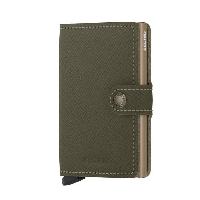 Portfel z etui RFID Miniwallet Secrid Saffiano - olive