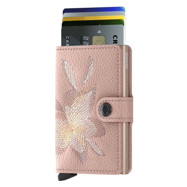 Portfel z etui RFID Miniwallet Secrid Stitch Linea -magnolia rose