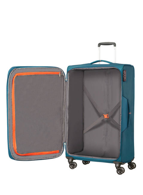 Poszerzana walizka duża American Tourister Crosstrack - navy/orange