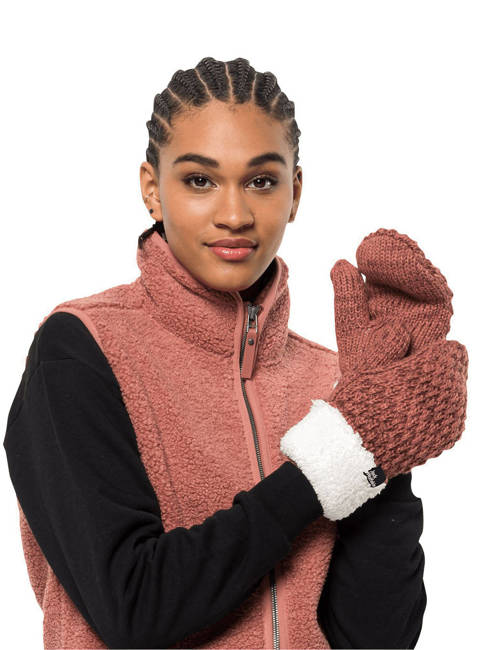 Rękawiczki damskie Jack Wolfskin Highloft Knit Mitten - autumn red