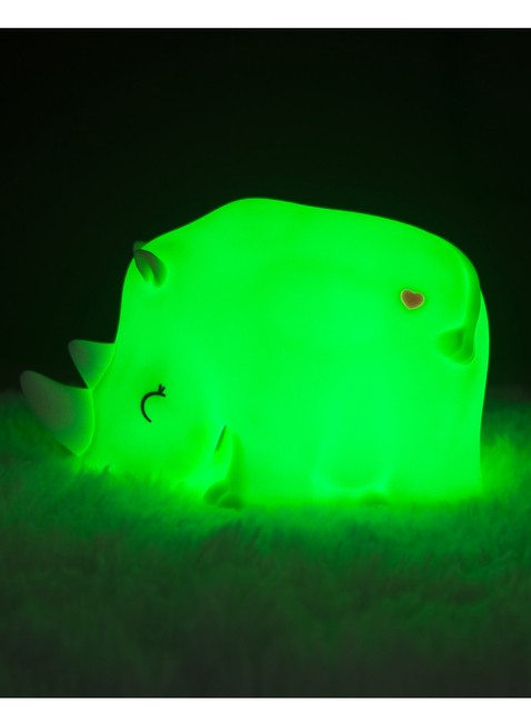 Silikonowa lampka nocna na baterie Dhink Nosorożec - zielony