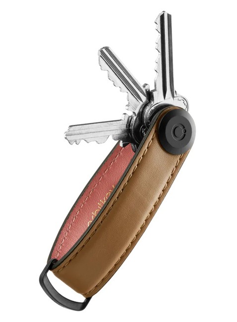 Skórzane etui organizer na klucze Orbitkey Leather - cocoa / rose