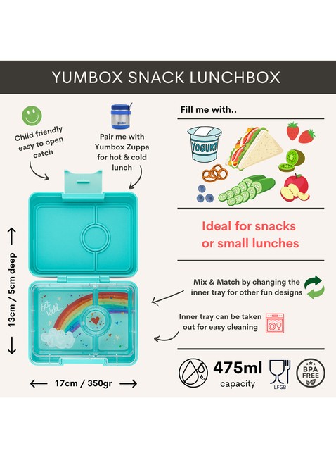 Śniadaniówka / lunchbox dziecięcy Yumbox Snack - misty aqua / rainbow tray