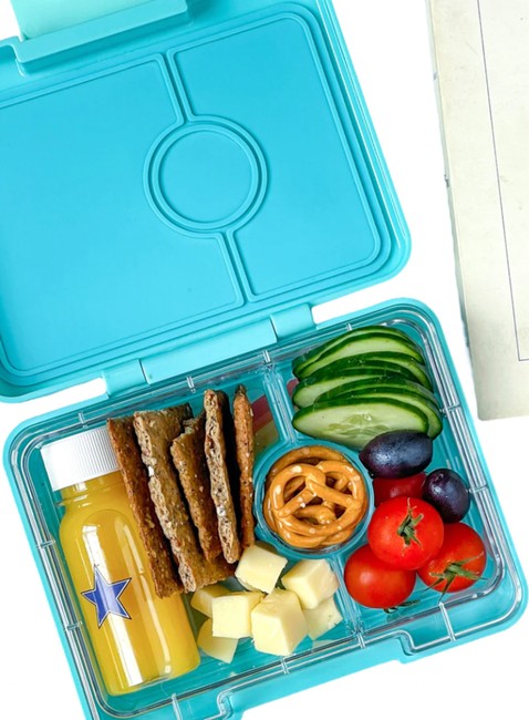 Śniadaniówka / lunchbox dziecięcy Yumbox Snack - misty aqua / rainbow tray