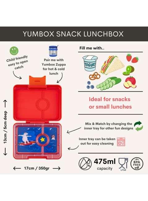 Śniadaniówka / lunchbox dziecięcy Yumbox Snack - roar red / polar bear tray