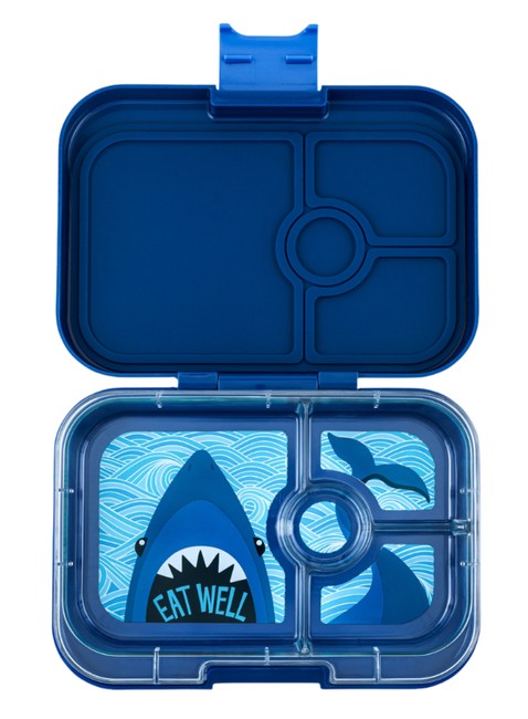 Średni prostokątny lunchbox Yumbox Panino - Monte Carlo blue / shark tray