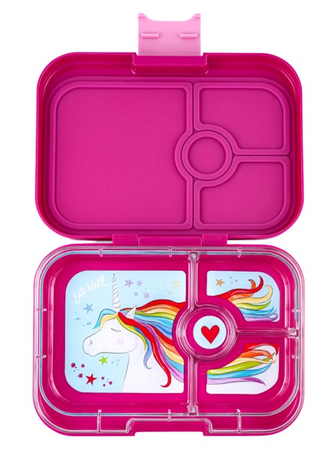 Średni prostokątny lunchbox Yumbox Panino - malibu purple / unicorn tray